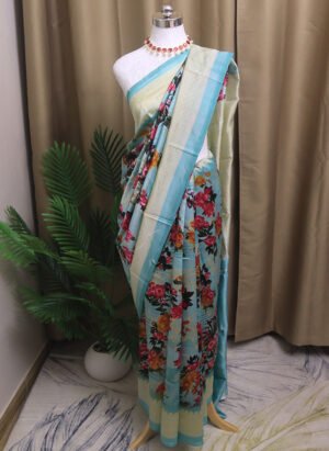 Green Mysore Silk Saree with Blouse Piece
